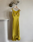 Vintage 90s Pure Silk Bias Midi Dress Chartreuse Multi