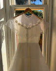 Vintage 70s Tiered Organza Prairie Daisy Wedding Dress