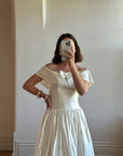 Vintage 80s Satin Tea Length Wedding Dress