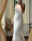 Vintage 90s Crinkle Bias Cut Wedding Dress