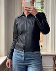 Vintage 90s Cropped Zip Front Leather Jacket