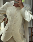 Vintage 80s Bridal Mini Suit with Scarf
