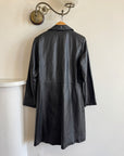 Vintage 90s Leather Mid Length Trench