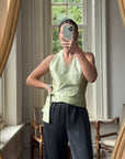 Vintage 90s Pure Silk Sleeveless Wrap Top Apple