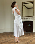 Vintage 80s Draped Jersey Australian Made Wedding Dress White