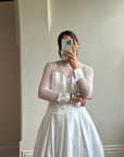 Vintage 90s Tailored Mesh Long Sleeved Wedding Gown