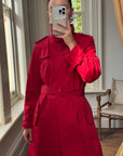 Vintage 90s Red Mid Length Trench Coat