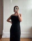 Vintage 90s Lurex Ostrich Feather Dress Noir
