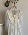 Vintage 70s Lace Poet Sleeve Wedding Dress Ivory