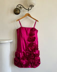 Vintage 80s Australian Made Rosette Mini Dress Fuchsia