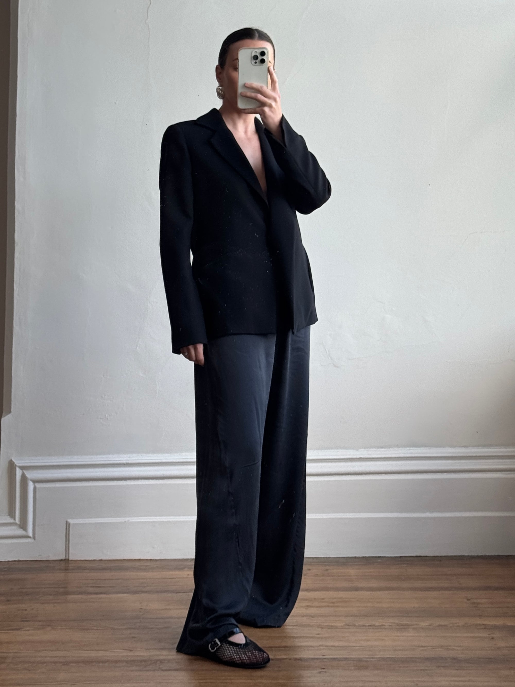 Vintage 90s Tailored Wool Blazer Noir