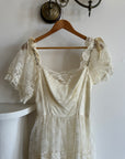 Vintage 70s Tiered Lace Wedding Dress With Bows
