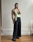 Vintage 90s Pure Silk Sleeveless Wrap Top Apple