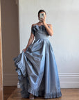 Vintage 80s Taffeta Gown Duck Egg Blue