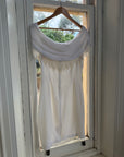 Vintage 90s White Pleated Beaded Fringe Mini Dress
