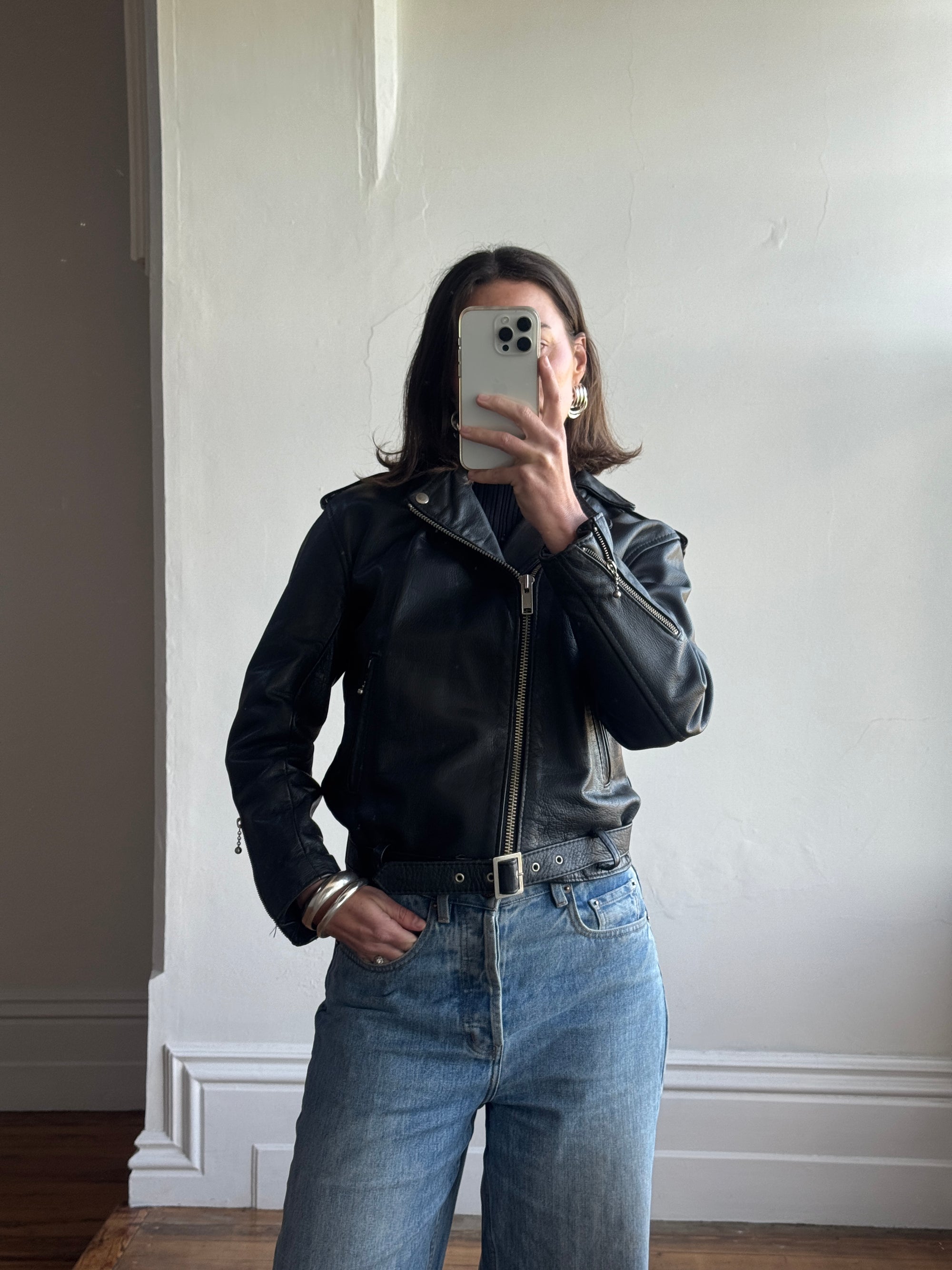 Vintage 90s Australian Made Leather Biker Jacket