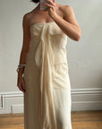Vintage 90s Pure Silk Waterfall Strapless Bridal Gown