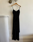 Vintage 90s Strappy Pantsuit with Sheer Skirt Overlay Noir