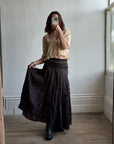 Vintage 90s Chocolate Brown A Line Maxi Skirt