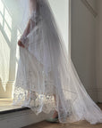 Vintage Full Length Tiered Bridal Veil with Cage Headpiece