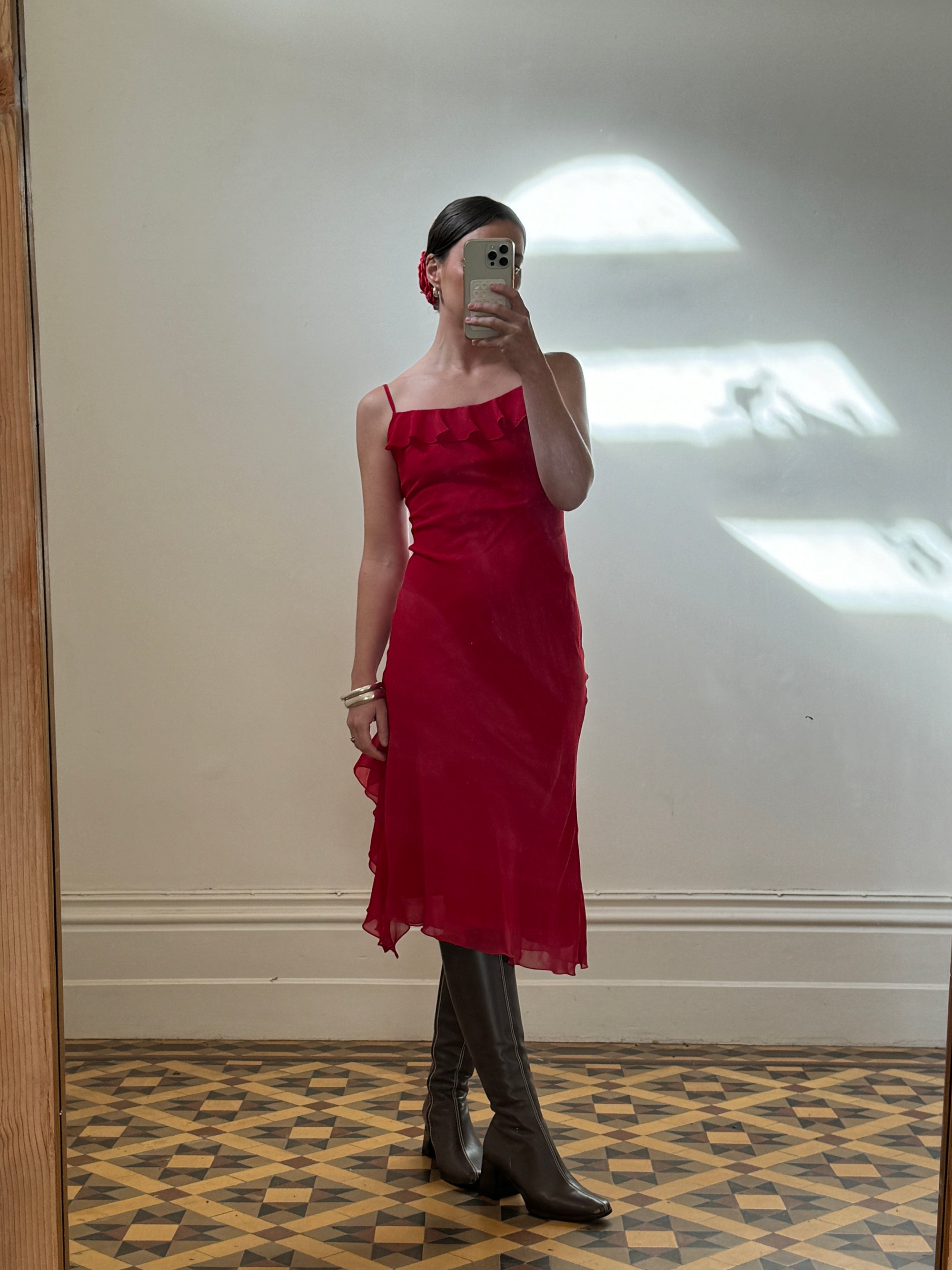 Vintage 90s Scarlett Red Slip Dress