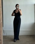 Vintage 90s Tailored Crepe Jumpsuit Black