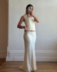Vintage 90s Beaded Halter Two Piece Bridal Slip Set