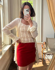 Vintage 90s Wool Blend Boucle Mini Skirt Red