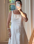 Vintage 90s Satin Rope Embroidered Slip Wedding Dress