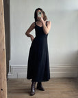 Vintage 90s Double Strap Midi Dress Black