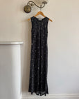 Vintage 90s Bias Cut Day Dress Black Floral