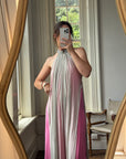 Vintage Y2K Mesh Silk Halter Dress Hot Pink