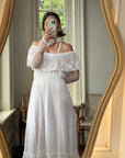 Vintage 70s Australian Made Off Lace Frill Wedding Gown