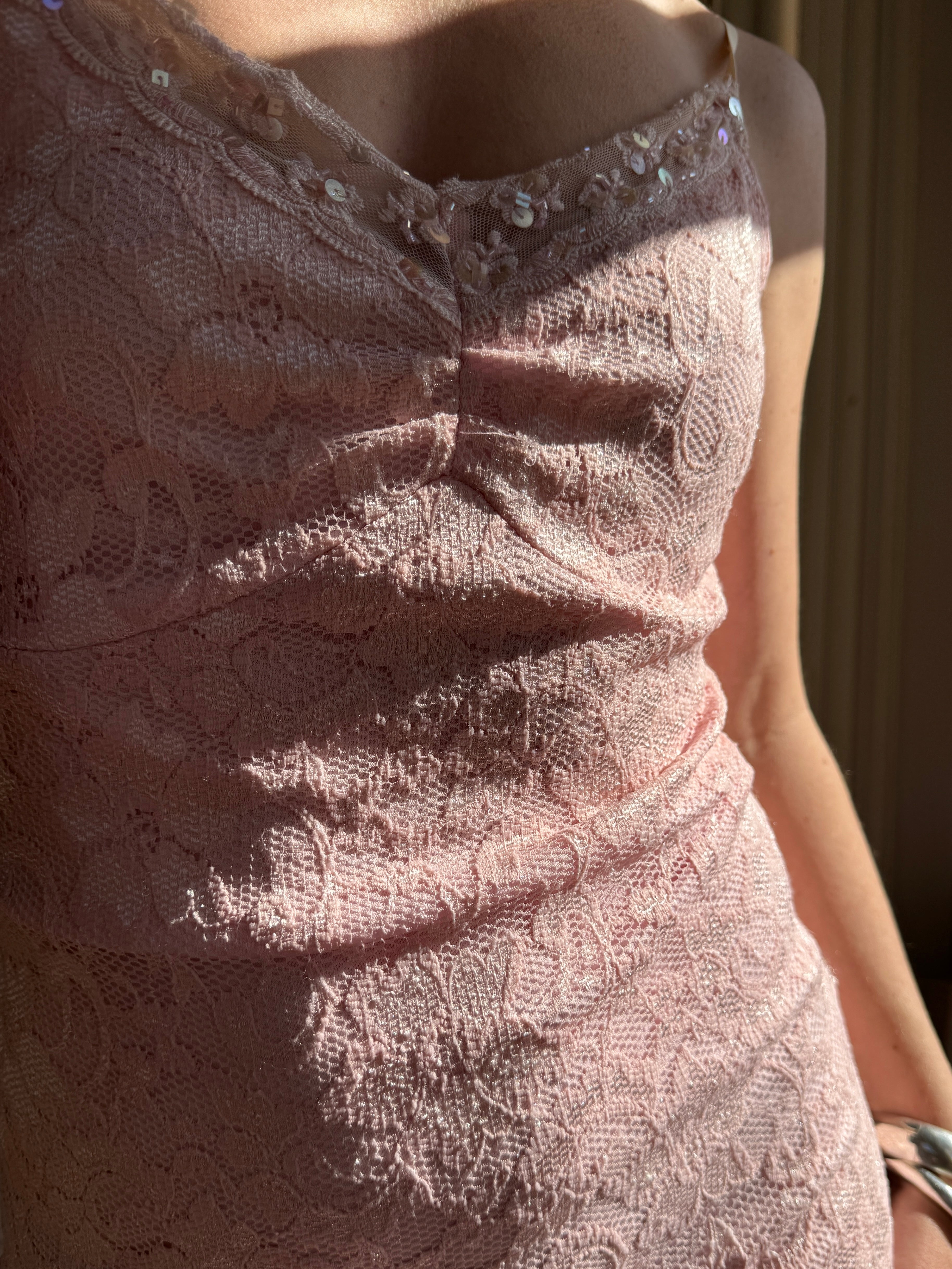 Vintage Pink Lace Asymmetrical Fairy Dress