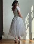 Vintage 80s Basque Waist Tinkerbell Wedding Gown