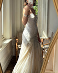 Vintage 90s Pure Silk Couture Drop Waist Wedding Gown