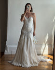 Vintage 90s Pure Silk Couture Drop Waist Wedding Gown