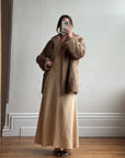 Vintage 60s Latte Faux Fur Mid Length Coat