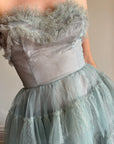 Vintage 40s Duck Egg Blue Tulle Prom Dress