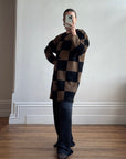Vintage 80s Pure Wool Checkerboard Oversized Cardi