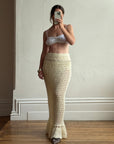 Vintage 70s Wool Crochet Beaded Mermaid Bias Skirt