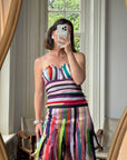 Vintage 90s Multi Coloured Zipper Low Rise Bustier Dress