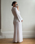 Vintage 60s Crochet Lace Long Sleeved Wedding Gown