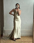 Vintage 90s Gold Shimmer Backless Gown