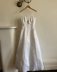 Vintage 90s A-Line Satin Wedding Dress with Rhinestone Pendant