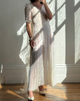 Vintage 30s Bias Cut Lace Wedding Dress Creme