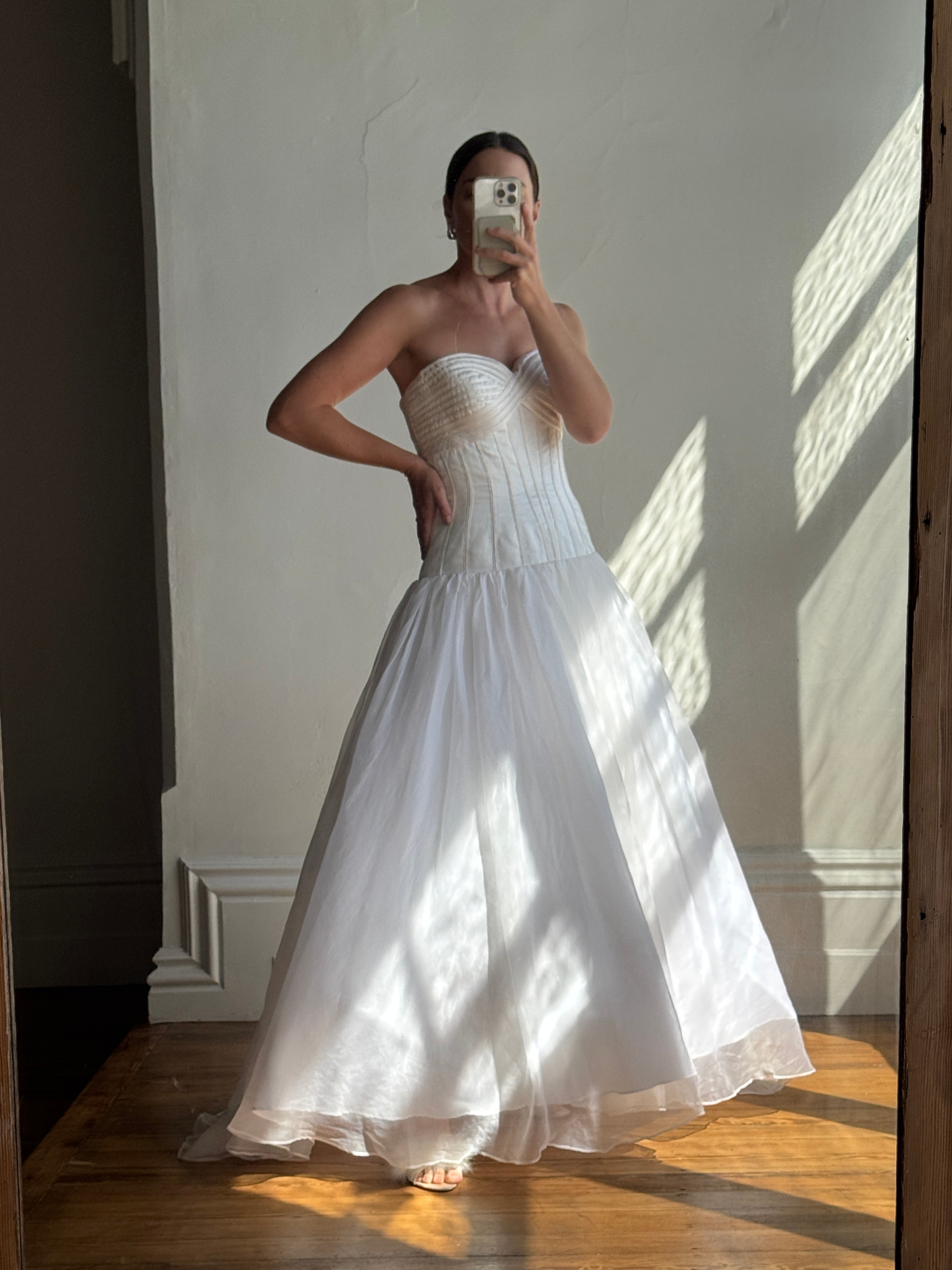 Vintage Y2K Pure Silk Drop Waist Princess Wedding Gown