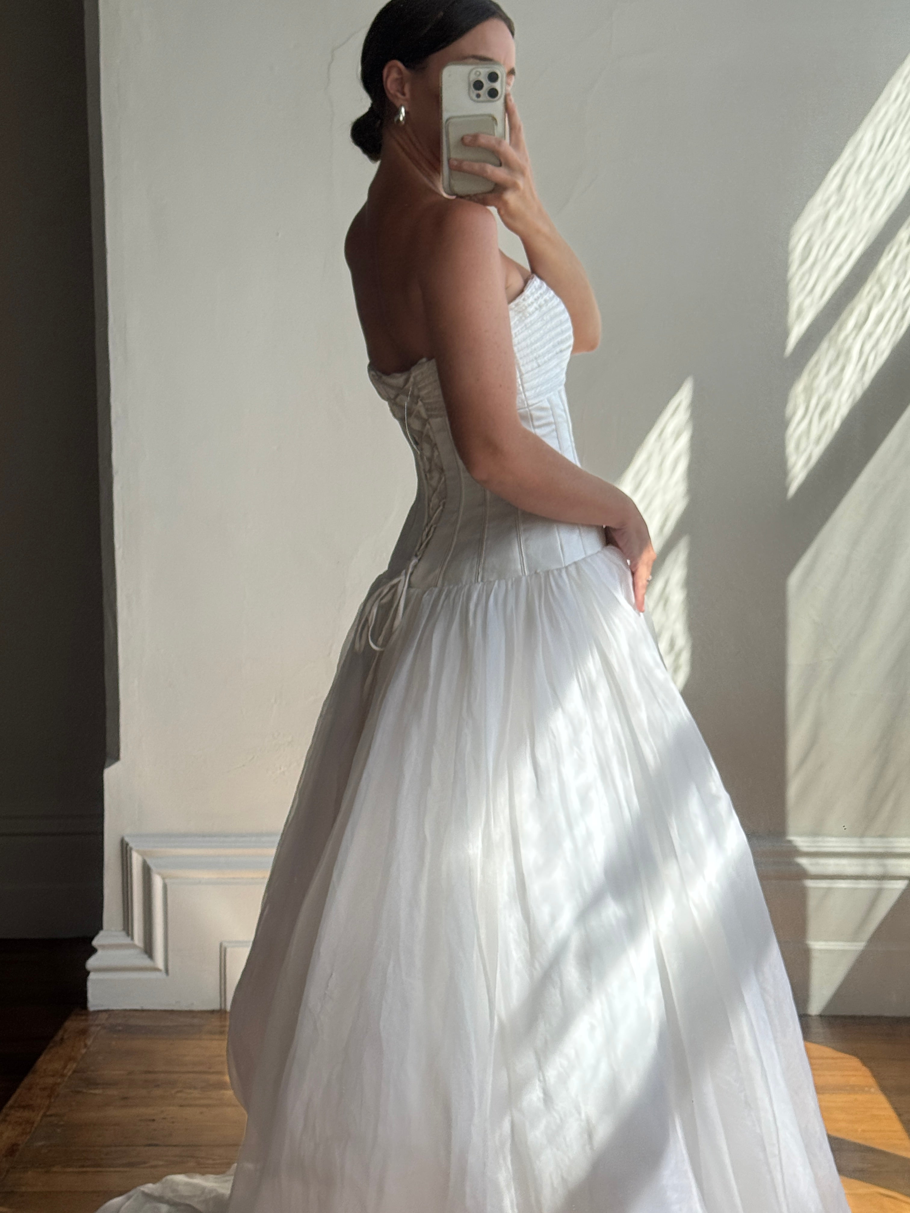Vintage Y2K Pure Silk Drop Waist Princess Wedding Gown