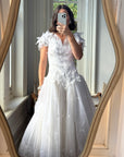 Vintage 80s Basque Waist Tinkerbell Wedding Gown