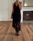 Vintage 90s Halter Rose Fairy Dress Noir